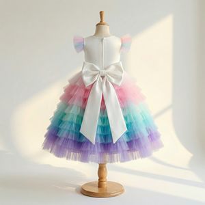 ชุดเดรสเด็กผู้หญิงลายยูนิคอร์นสีรุ้ง ผ้าทูลล์ แขนกุด สำหรับงานปาร์ตี้เจ้าหญิง งานวันเกิด งานแต่งงาน หรือเป็นชุดเพื่อนเจ้าสาว - Product Image 4