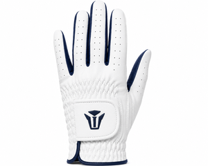 Gants de golf en cuir blanc et bleu marine de qualité supérieure, logo personnalisé, perforés, respirants, gants de sport pour hommes, OEM - Product Image 1