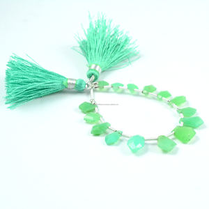 Hilo de piedras preciosas con forma de escudo verde de crisoprasa Africana facetada Natural de alto grado para hacer joyas de aniversario, regalo - Product Image 2