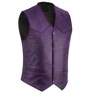 Gilet de moto en cuir personnalisé pour homme, en cuir de vachette véritable de qualité A, gilet de motard en cuir - Product Image 3