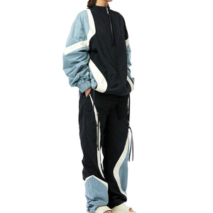 Women's Winter Casual Printed Windbreaker Lightweight Tracksuit <b>Zip</b>-<b>Up</b> Nylon <b>Cropped</b> Hoodie and Jogger Set - Product Image 5