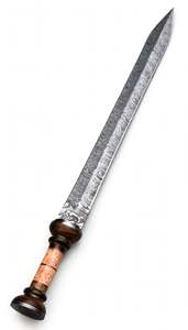มีดต่อสู้ปลายแหลมเหล็กดามัสกัสทำมือ ด้ามไม้ ปลายด้ามแบบวงแหวน - Product Image 6
