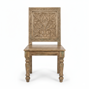 Silla de Diseño con Motivo Floral en Madera Sólida, Ideal para Interiores Modernos y Clásicos, Disponible a Precio de Fábrica - Product Image 1