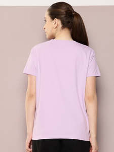 Women's Purple Boxy Fit Screen Printed T-Shirt Comfortable Soft Cotton Fabric Women's T-Shirts Eco-Friendly Custom Logo Print - Product Image 3