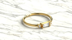 Minimalist 18K Gold Baguette And Round Diamond <b>Ring</b> <b>Stacking</b> Band Eternity Promise <b>Ring</b> Fine Jewelry for Women - Product Image 3