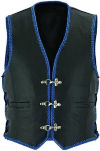 Vintage Style Men’s Genuine Leather Motorcycle Vest with <b>Decorative</b> Chrome Toggle Closures Braided Trim Detail Low MOQ - Product Image 3