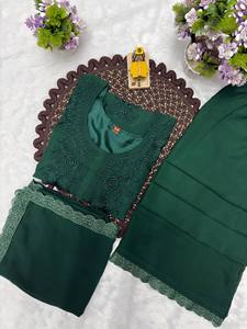 Women Traditional Maroon Cotton Salwar Kameez With Embroidery Ankle-Length Regular Fit Indian Pakistani Style Casual Wear - Product Image 3