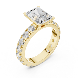 แหวนหมั้นเพชรทรงรัศมี 3 กะรัต เพชรเพาะเลี้ยงในห้องปฏิบัติการ ตัวเรือนทอง 14K ประดับเพชรแบบ Pave  พร้อมใบรับรอง IGI ระดับ VS EF เหมาะสำหรับวันครบรอบแต่งงาน - Product Image 2