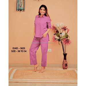 Beautiful Heavy Cotton Slub / Cotton Flex (खादी) Best Quality Fabric Cordset ( Short Length Shirt - 29”) With <b>Wooden</b> <b>Buttons</b> & L - Product Image 2