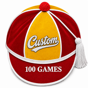 Casquette d'honneur en velours rouge avec tresse et pompon en tissu tricoté pour la remise des diplômes, uniforme scolaire, pour hommes - Product Image 6