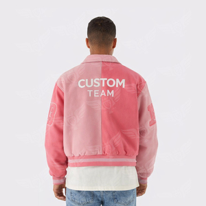 Blouson universitaire personnalisé 2026, bleu, style bomber, avec broderie, style Letterman, streetwear - Product Image 4