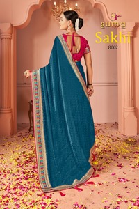 Elegante Sari Indio de Seda con Bordado, Sari Tradicional para Bodas y Fiestas - Product Image 3