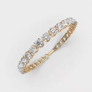 Sparkling Moissanite Round Diamond <b>Bracelet</b> High Quality 18K Yellow Gold Non-Fade Hip Hop Jewelry for Men and Women - Product Image 3