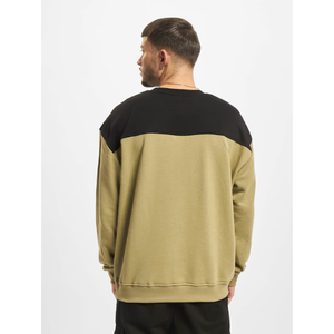 Sweat-shirt à col rond vert olive et noir. Sweat-shirt surdimensionné et épais. Pull-over streetwear. Fabricant OEM de marques privées - Product Image 4