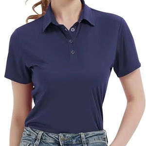 Camiseta de polo deportiva para mujer, de manga corta, transpirable, con protección solar y elástica en cuatro direcciones, precio de fábrica al por mayor. - Product Image 1