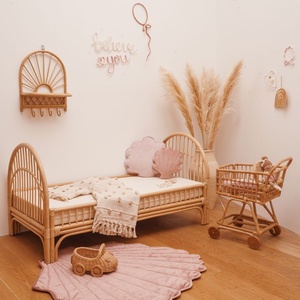 Chariot de courses en bois pour enfants, chariot de supermarché en rotin pour tout-petits, jouets chariots de courses - Product Image 5