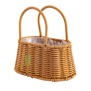 Cesta de Mimbre Hecha a Mano, Ecológica, Tejida, Colgante, para Almacenamiento, Compras, Picnic, Decoraciones Navideñas, Regalos, Lavandería - Product Image 2