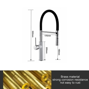 Robinet de cuisine en laiton doré de luxe |   Robinet mélangeur chaud/froid à bec rotatif à ressort monotrou pour usage hôtelier (vente en gros) - Product Image 6