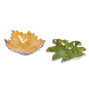 Trending Decorative Silver Leaf Serving Tray Leaf Shape Enamel Aluminum Bowl Metal Dish for Home Table Top & Restaurant Use Item - Product Image 1