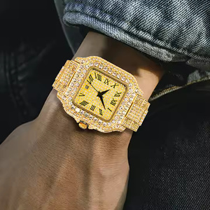 Montre en quartz de luxe pour homme avec diamants Moissanite, style hip-hop urbain, étincelante - Product Image 6