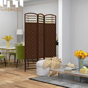 Brown Wave 3-Panel Lightweight Paper <b>Folding</b> Privacy <b>Screen</b> Traditional Style Room Divider for Home Office - Product Image 2