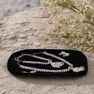 White Gold Plated Geometric Zircon Semi <b>Bridal</b> <b>Jewelry</b> <b>Set</b> - Product Image 3