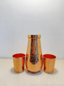 Ensemble de carafe à eau en cuivre gravé avec des verres assortis, bouteille de service artisanale gravée, vaisselle réutilisable, collection cadeau - Product Image 3