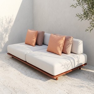 Canapé-lit de salon extérieur en teck massif résistant aux intempéries avec coussins QDF pour hôtels et projets de terrasses - Product Image 3