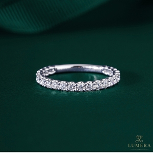 แหวนแต่งงานเพชรเลี้ยงในห้องปฏิบัติการแบบเต็มวง 14K/18K ทองคำขาวชุบโรเดียม หรูหรา ได้รับการรับรองจาก IGI แหวนฉลองครบรอบ - Product Image 1