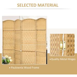 Paravent pliant autoportant en bois à 4 panneaux, 1,80 m de haut, pour la maison et le bureau, séparateur de pièce en bois naturel - Product Image 6