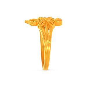 Bloomlight Meadow Gold <b>Ring</b> Premium Gold Finish Flower and Leaf <b>Ring</b> for Women Designer Open <b>Split</b> Shank Floral Fashion Jewelry - Product Image 4