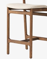 Tabouret de bar moderne réglable Patricia en teck massif avec finition naturelle pour bar à domicile et usage hôtelier
