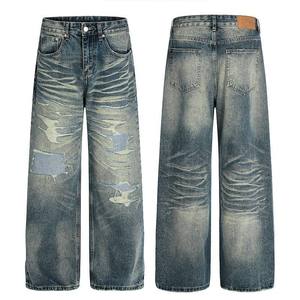 2026 Custom <b>Men's</b> Casual Canvas Denim Straight Fit <b>Jeans</b> Classic Blue Breathable Eco-Friendly Lightweight Low MOQ Production - Product Image 3