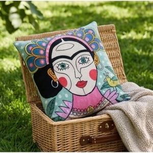 Bohemian Portrait <b>Throw</b> <b>Pillow</b> Square Textile Screen Printed Decorative Cushion Cover Washable Artistic Design at Wholesale - Product Image 5