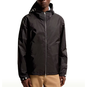 Veste imperméable à capuche pour homme, noire, coupe classique, fermeture éclair, pour toutes les saisons, vêtements de plein air - Product Image 1