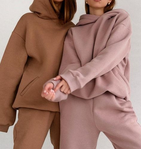 Nouveauté : Pulls décontractés pour femmes, sweat-shirts tendance à manches longues et à capuche oversize avec imprimé couleur unie - Product Image 2