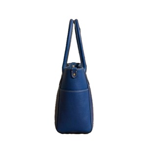 Royaa Genuine Cobalt Blue Leather Tote Bag Structured Top Handle Water Resistant Luxury Casual Handbags Work Purse Moroccan - Product Image 2
