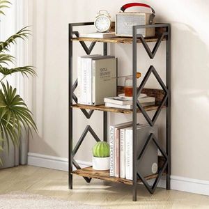 Piccola libreria in metallo a 3 livelli rustica da libreria da tavolo Organizer per ufficio soggiorno camera da letto-per un piccolo spazio - Product Image 4