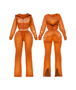 Conjunto de pantalón y top corto de nailon y spandex acanalado premium de 280 GSM, color rosa brillante, ajuste sin costuras, logotipo con transferencia térmica, ropa elástica personalizada para mujer - Product Image 4
