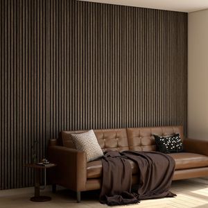 Set di 4 Pannelli Acustici in Legno di Noce 95x8 Pollici, Pannelli Fonoassorbenti a Doghe per Decorazione d'Interni, Dimensioni 60x120cm - Product Image 2