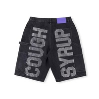 Shorts cargo en denim tissé noir pour homme, respirants, taille mi-haute, style streetwear avec poches, 100% coton, été, printemps, automne