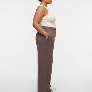 Pantalones de chándal de cintura alta y pierna ancha para mujer, de color liso, con cintura elástica, ajuste holgado informal, de largo completo, de alta demanda, del fabricante. - Product Image 5