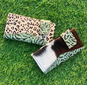 Portefeuille en cuir de fourrure de vachette pour femmes sac à main en cuir imprimé en relief pochette porte-cartes motif occidental Offre Spéciale pochette élégante - Product Image 2