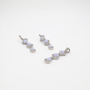 Ensemble de pendentif et boucles d'oreilles en agate bleue en forme de poire, argent 925, bijoux fins et élégants pour femmes, pierres précieuses de luxe - Product Image 1