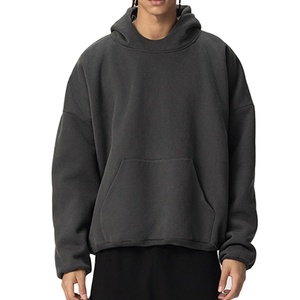 Heavyweight Printing Hoodie Oversized Drop Shoulder Hoodie Stringless Custom Logo Cotton Polyester Stringless <b>Men's</b> Hoodie - Product Image 1