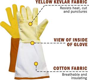 Guantes de Soldadura MIG TIG de Cuero de la Mejor Calidad, Resistentes al Calor, Cómodos, con Tela Interior Transpirable y Aislante, Guantes de Seguridad - Product Image 2