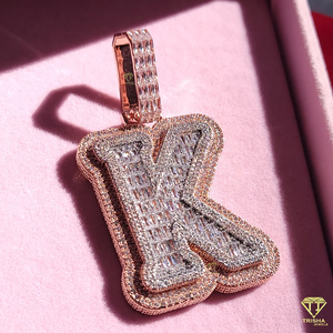Pendentif personnalisé « M K » avec diamants de laboratoire, collier hip-hop de luxe, chaîne de bijoux scintillante - Product Image 5