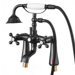 Robinet de baignoire à pieds en bronze huilé vintage, kit de douche, bec rotatif à 360 degrés, tuyau de 59 pouces de long, robinets de montage sur pont, douche - Product Image 1