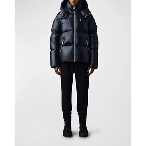 Veste matelassée à capuche pour homme, noire unie, rembourrée de duvet, coupe-vent, décontractée, pour l'hiver, coupe classique, fermeture éclair - Product Image 2