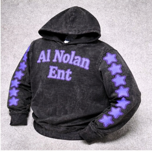 Custom Acid Wash 100% Cotton Hoodie Trending Streetwear Pullover Digital Printing Embroidery Front Logo <b>Star</b> Sleeve <b>Design</b> - Product Image 1